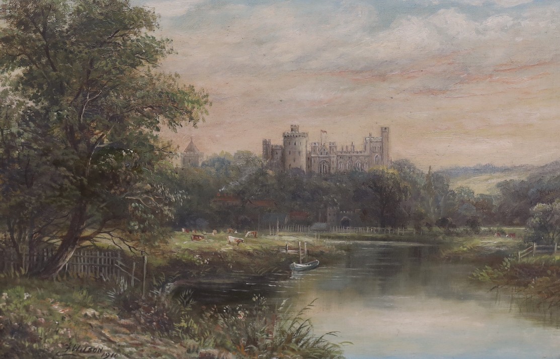 F. Wilson, pair of oils on canvas, Views along The Thames including Windsor Castle, signed and dated 1911, 30 x 45cm